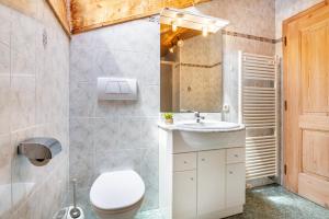 a bathroom with a toilet and a sink at Eggerhof im Sarntal in Sarntal +23 photos