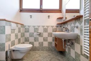 a bathroom with a toilet and a sink at Paracia App Pic Pec in Badia +18 photos