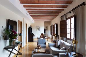 a living room with couches and a wooden ceiling at Villa Monsalva in Monte San Miguel