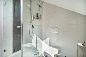 a bathroom with a shower and a toilet at Loft Schwenck in Kressbronn am Bodensee +10 photos