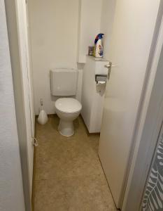 a small bathroom with a toilet in a room at Fewo Forchheim in Forchheim