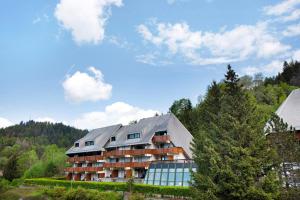 a large apartment building in the middle of a mountain at Panorama Apartment Todtmoos in Todtmoos