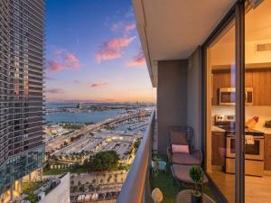 a balcony of a hotel with a view of a city at Brickell Bay View in Miami
