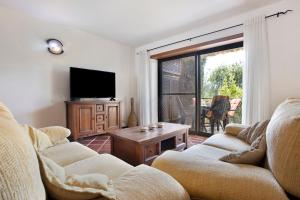 a living room with two couches and a television at Arrancada 7 in São Lourenço