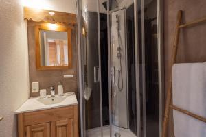 a bathroom with a shower and a sink at Amanuq lovely apartment in Chamonix +12 photos