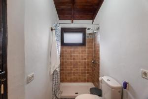 a bathroom with a toilet and a shower with a window at Tesbabo Rural - Camelia in Mocanal +13 photos