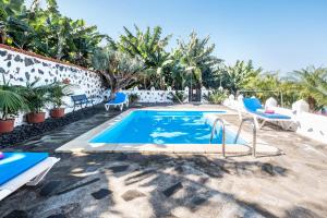 a swimming pool in a villa with palm trees at Finca Alejandrina in La Guancha