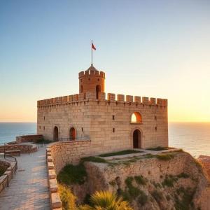 a building with a flag on top of it at hedia a monastir in Monastir