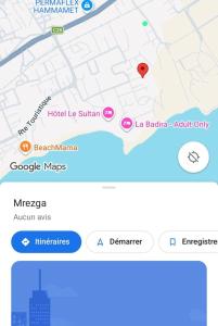 a screenshot of a cell phone with a map at شمس in Hammamet Nord