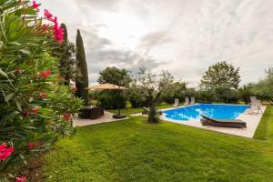 a garden with a swimming pool and flowers at Villa Minerva in Lazise +17 photos