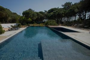 a swimming pool with blue water in a yard at Forest Village T2 in Mindel