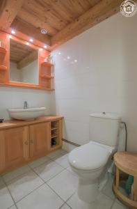 a bathroom with a white toilet and a sink at Chalet Blanchon in Montricher-Albanne +25 photos