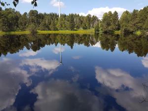 a reflection of the sky in a lake at Ferienwohnungen Schönwald in Schönwald