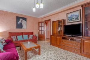 a living room with a couch and a tv at Como En Casa Jerez in Jerez de la Frontera