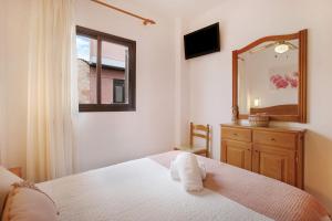 a bedroom with a bed with a mirror and a dresser at Casa Nanda in Fasnia