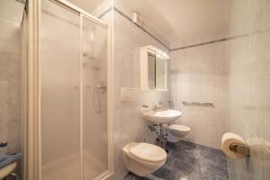a bathroom with a toilet and a shower and a sink at Residence Pichler Apartment 7 in San Leonardo in Passiria