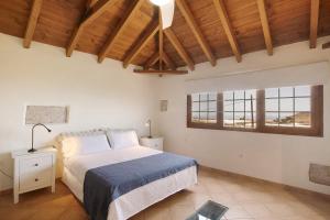 a bedroom with a bed and two windows at Las Tres Palmeras in Güimar +19 photos