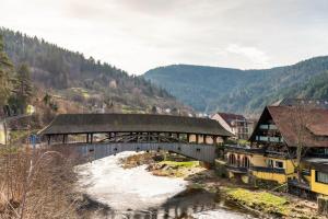 a bridge over a river in a town at Am Sersbach in Forbach