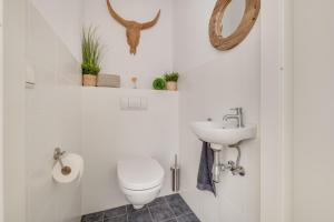 a bathroom with a toilet and a sink at Casa Bos Schotsman Wellness in Kamperland +36 photos