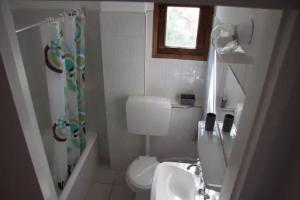 a small bathroom with a toilet and a sink at Maria's house 2 in Ilia +19 photos