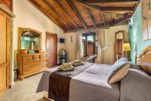 a bedroom with a large bed and a mirror at Finca Toledo in San Miguel de Abona +33 photos