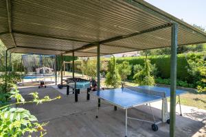a pavilion with two ping pong tables in it at Complejo Colibri 13 in Cambrils