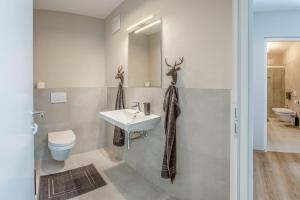 a bathroom with a sink and a toilet at Lores Loft in Merano +24 photos