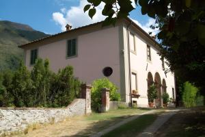 a white house with a road in front of it at Villa con parco e piscina-Camaiore in Nocchi