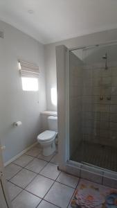 a bathroom with a toilet and a glass shower at Maselli Guesthouse in Howick +15 photos