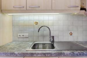 a kitchen sink with a faucet on a counter at Unterzerunhof 2 in Laion