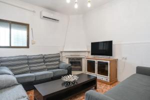a living room with a couch and a tv at Casa El Molino in Montecorto