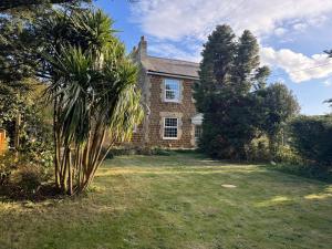 a brick house with a palm tree in the yard at Meadow Cottage in King's Lynn