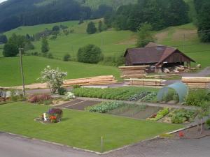 an overhead view of a garden and a house at Zipperhof in Lahr