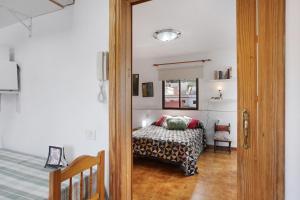 a bedroom with a bed and a mirror at La Zotea in Tegueste