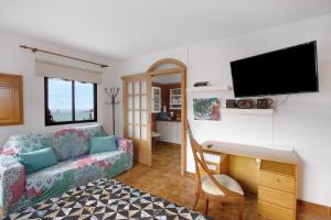 a living room with a couch and a flat screen tv at La Zotea in Tegueste