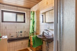 a bathroom with a sink and a shower at Hirschturmblick in Zell am Harmersbach +23 photos