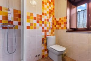 a bathroom with a toilet and a shower at Eiron in O Porto de Espasante +15 photos