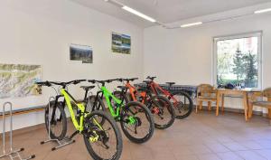 a row of bikes parked in a room at Wohnung Elstar Schnalserhof in Laces