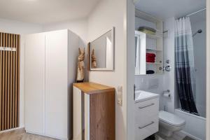 a bathroom with a toilet and a sink at Sonnenterrasse im Schwarzwald in Freudenstadt