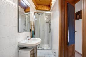 a bathroom with a sink and a shower at Petite Maison Tillier in Fenis +30 photos