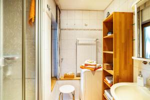 a bathroom with a shower and a sink at Burgblick in Lauf +27 photos