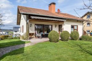 a house with a patio and a lawn at Haus am Twistesee in Wetterburg