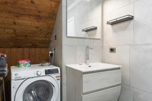 a bathroom with a washing machine and a sink at Railway Loft Dimaro I By Immobilux in Monclassico