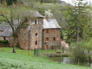 an old stone house in the middle of a field at Gite De Ségonzac in Villecomtal