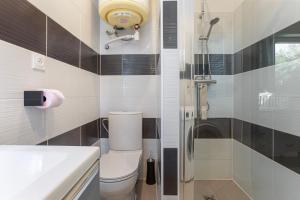 a bathroom with a toilet and a shower at Les Sables in Bormes-les-Mimosas +13 photos