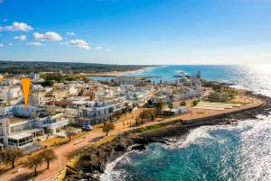 an aerial view of a town on the beach at Franza 1 in Torre San Giovanni Ugento