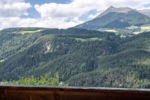 a view of a mountain with green trees at Lindenhof Apt 3 in Vandoies