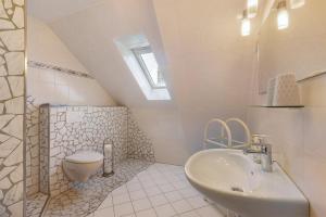 a bathroom with a sink and a toilet at Appartmenthaus Felicitas in Willingen +138 photos