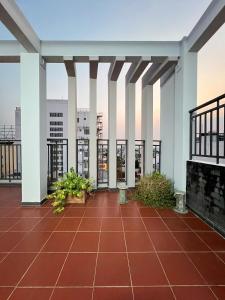a view from the balcony of a building at Hola Hotel in Can Tho +77 photos