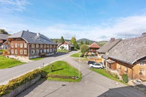 an aerial view of a town with houses and a street at Haus Barbara in Bernau im Schwarzwald